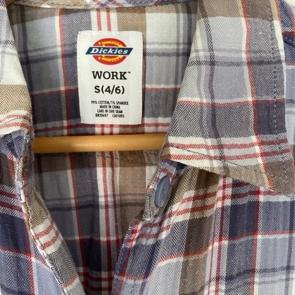 DICKIES Short Sleeve Flannel Button Up Shirt Womens Size Small - Picture 4 of 7